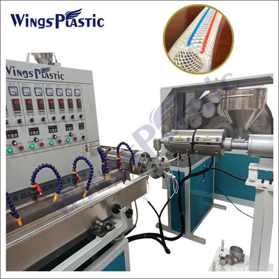 Üç katmanlı PVC Fiber Güçlendirilmiş örme Garde Hose Pipe Extrusion Makinesi Üretim hattı