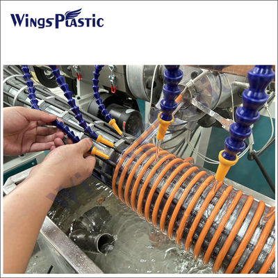 Spiral PVC emme hortumu için plastik ekstrüzyon makinesi hattı / Plastik PVC spiral emme hortumu boru extruder üretim hattı